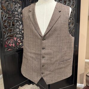 Men's Brown Checkered Blazer Vest